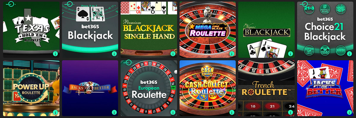 Bet365 rulet & blekdžek, igre za stolom